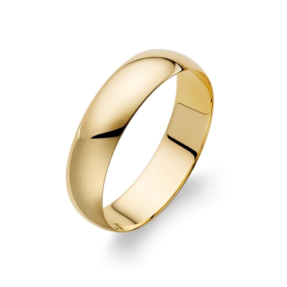 Men's 14K Solid Gold Wedding Band, 5mm, Classic Fit, High-Polish Ring, 14K Yellow Gold (Stamped for Authenticity), Size 11