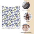 thumbnail image 6 of Cauagu Blue Flax Flowers Print Women Wrap Shawl tassels Scarves Retro Scarf 77.6"X28.3", 6 of 8