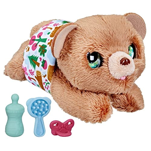 furReal Newborns Bear Interactive Animatronic Plush Toy: Electronic Pet with Sound Effects and Closing Eyes, for Kids Ages 4 and Up