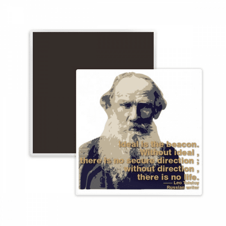 

Tolstoy Russian Writer Motto Square Ceracs Fridge Magnet Keepsake Memento