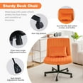 thumbnail image 4 of Orange Velvet Criss Cross Armless Office Chair with Wheels - Versatile for Home Office, Meditation & Makeup, 4 of 8