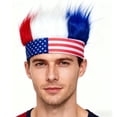 thumbnail image 2 of Wiywef American Flag Hairy Headband Hat Crazy US Football Cheer Headwear USA Football Fans Hat Accessories for Football Match, 2 of 7