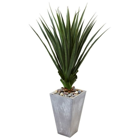 Nearly Natural 5 ft.H Spiked Artificial Agave in Cement Planter (Indoor/Outdoor)