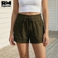 thumbnail image 3 of Short Casual de Mujer Con Cordón Ajustable y Bolsillos verde oscuro Extra Grande, 3 of 5