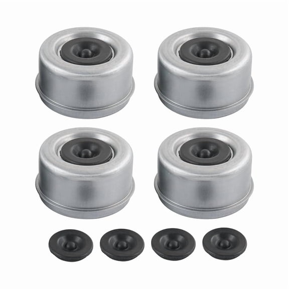 4pcs 2.72inch Trailer Axle Wheel Hub and Bearing Dust Cap with 4 Rubber Plugs for Most 7000-8000lb Wheel Hubs Trailer