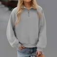 thumbnail image 2 of Kinrui Womens Sweatshirts Half Zip Pullover Fleece Quarter Zipper Hoodies Oversized Long Sleeve Loose Collared Jumper Tops Gray,L, 2 of 8