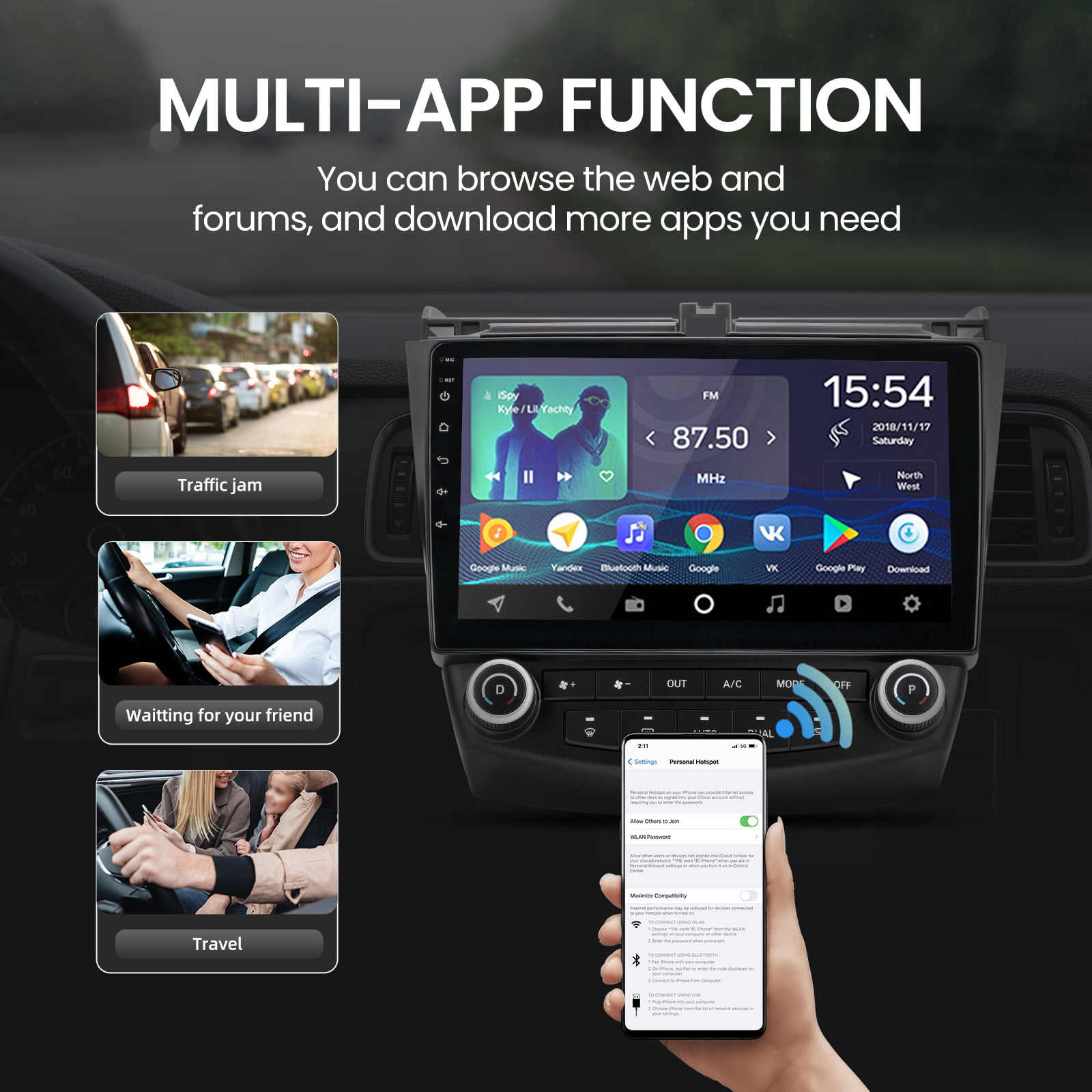 maXpeedingrods Double Din Android Car Stereo Radio with Wireless Apple  CarPlay & Android Auto, 7 Inch HD Touchscreen in-Dash GPS Navigation Head  Unit