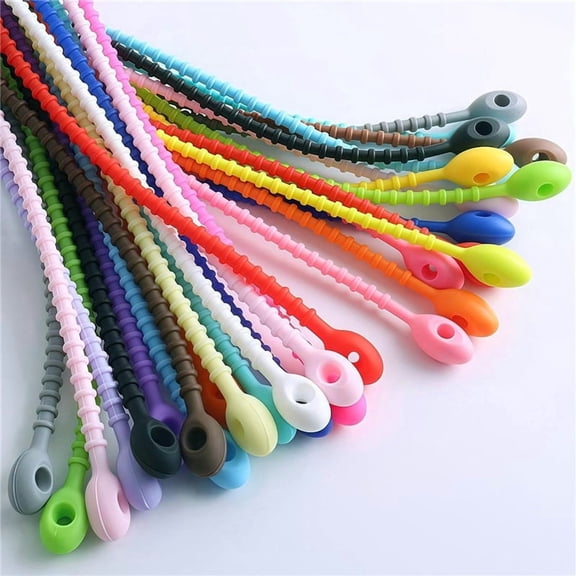 4.72-inch Colored Multipurpose Silicone Cable Ties, 30pcs per pack, reusable, suitable for food sealing, cable management, and household use.