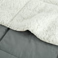thumbnail image 5 of Peace Nest 3PC Reversible Sherpa Down Comforter Set with Solid Color, Dark Gray, King, 5 of 6