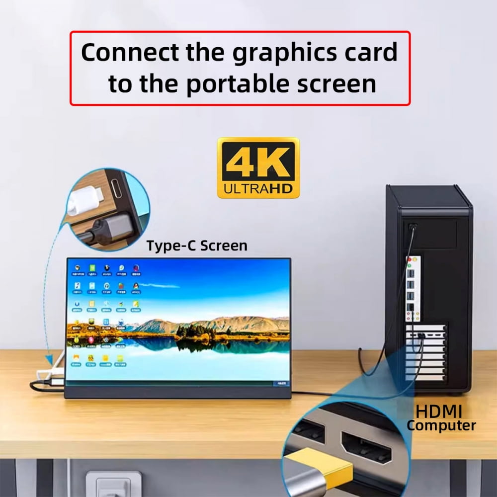 Chenyang Reversed HDMI 4K Source to Type C USB-C Touch Screen Displays Male HDTV Cable for Laptop Monitor 2.0m
