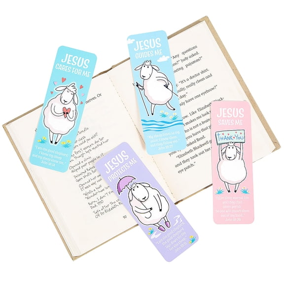 Fun Express 2" x 6" Religious Good Shepherd Cardstock Bookmarks - 24 Pieces, Vacation Bible School Supplies