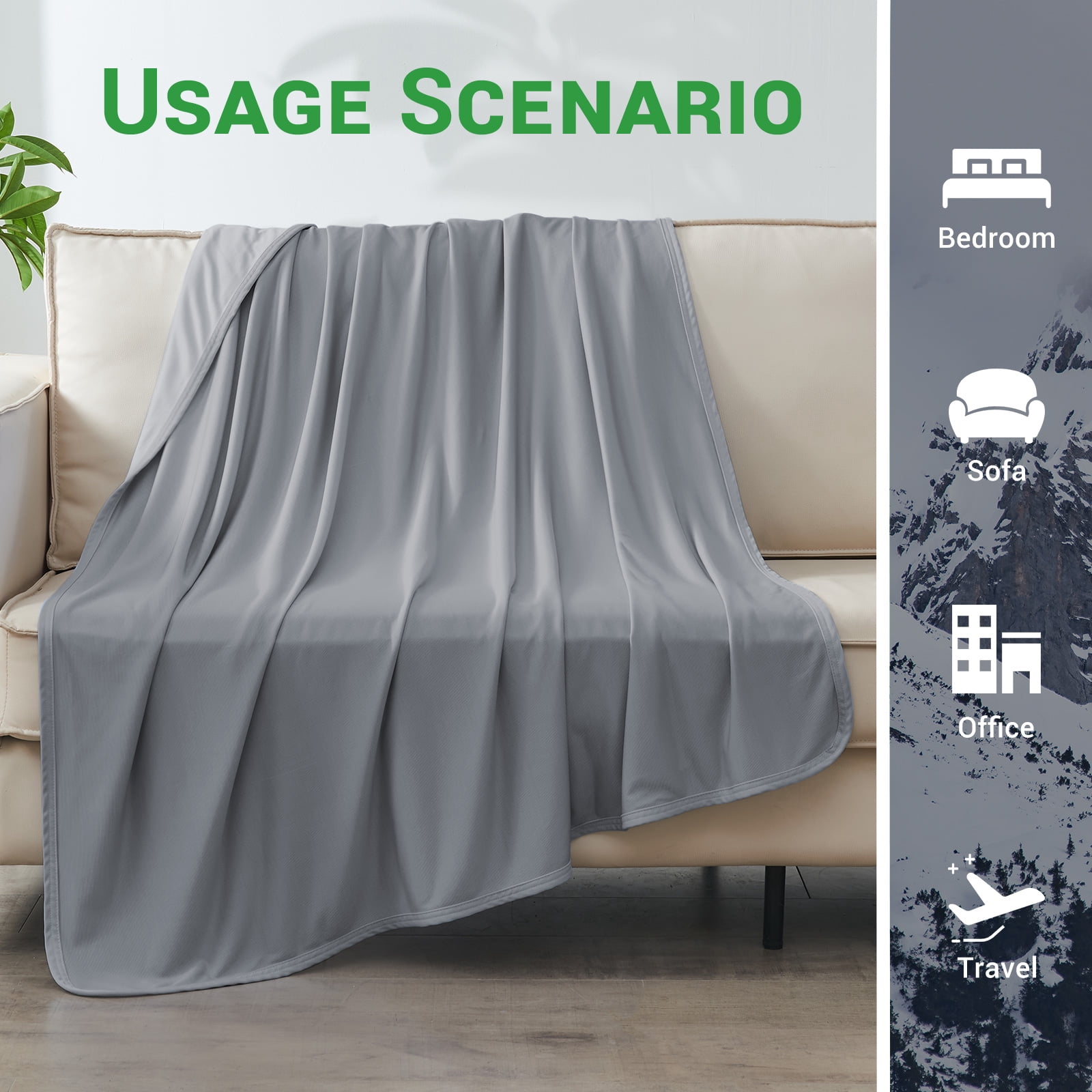 GOGREEN Gray Polyester Bed Blanket, TwinXL-Lightweight, Cool Touch