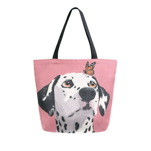 DIXRUYEE Tote Bag Women Weekender Travel Bag Shoulder Handbag Dalmatian with Butterfly on Nose Printed