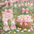 thumbnail image 2 of SIYTUAU Spring Color Easter Egg And Bunny Polyester Ribbon 4.5 Yard For Diy Craft Gift Wrapping Floral Wreath Decoration, 2 of 7