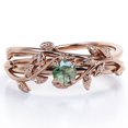 thumbnail image 1 of JeenMata Anillo de Bodas Solitario de Ágata Verde Musgo Natural de Forma Redonda de 0,50 Quilates con Diseño Botánico Engastado en Oro Rosa de 18 K sobre Plata, 1 of 6