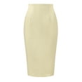 thumbnail image 2 of INSPIRE CHIC Women's Pencil Skirt High Waist Split Hem Invisible Zipper Work Skirt L Light Khaki, 2 of 6