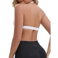 thumbnail image 3 of INSPIRE CHIC Women's Halter Neck Plunge Wirefree Sports Bras Backless Cozy Breathable Workout Fitness Bralette L White, 3 of 4