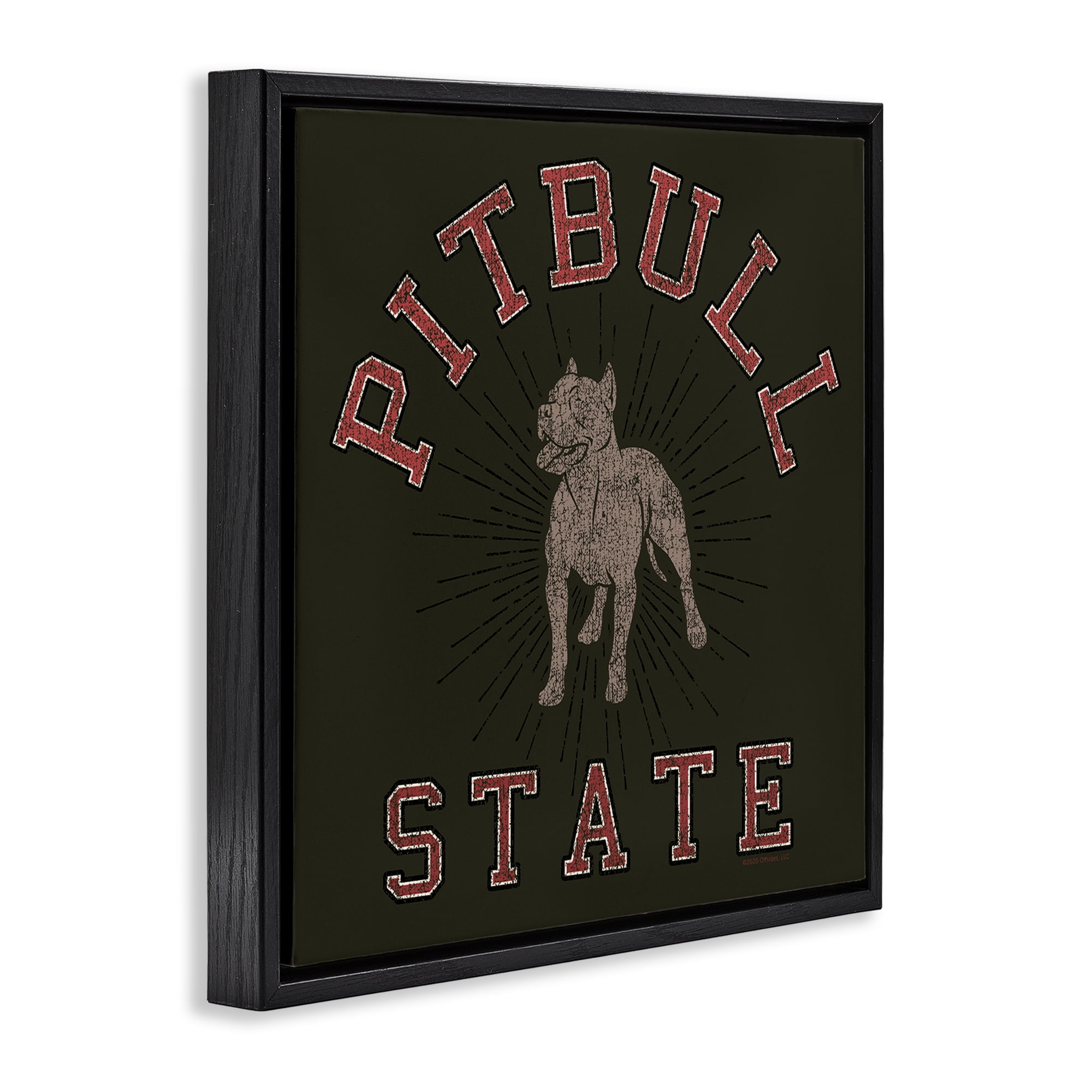 Stupell Industries Vintage Pitbull State Novelty & Humor Painting Black Floater Framed Canvas Art Print Wall Art, 18 x 18