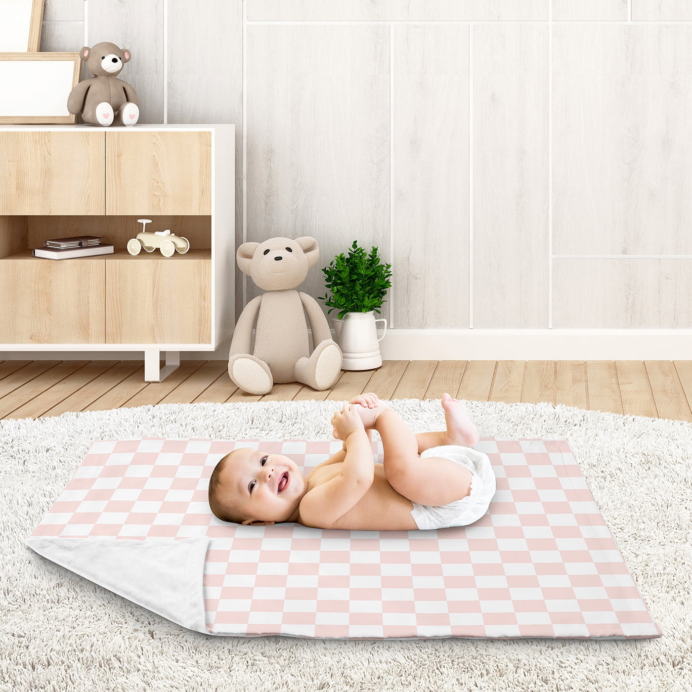 Sweet Jojo Designs Pink Gingham Checkered Plaid Girl Baby Receiving Security Blanket