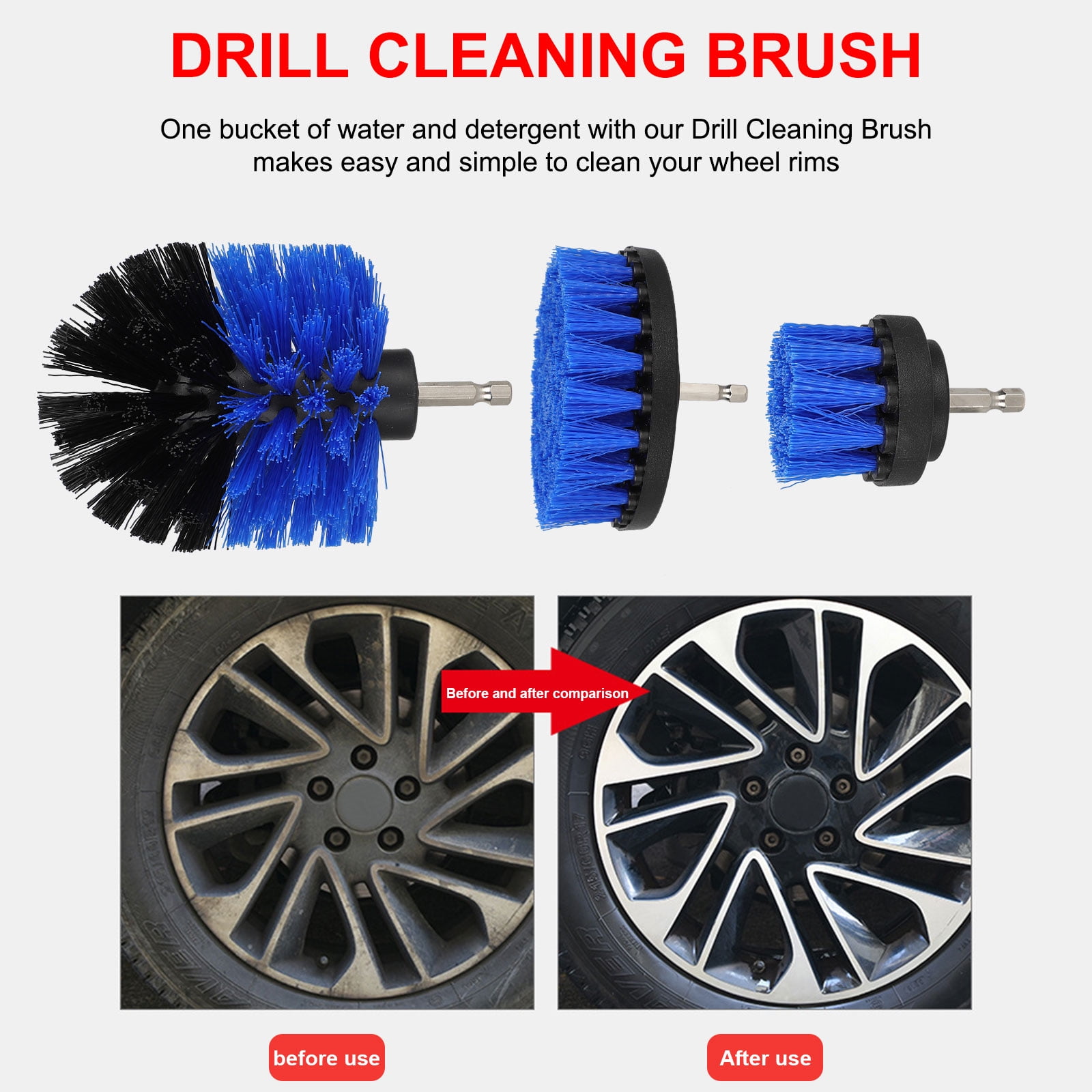 CLEANZOID Drill Brush Set Attachment Kit Pack of 3 - All Purpose