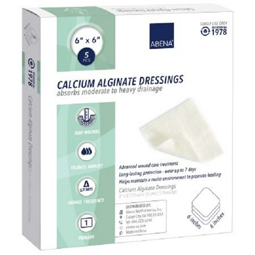 Abena Calcium Alginate Dressing 6 X 6 Inch Square Calcium Alginate