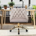 thumbnail image 3 of Desk Chair Modern Swivel Accent Velvet Office Chair, Adjustable Armchair with Gold Base, Modern Leisure Arm Chair for Living Room/Bed Room(Gray), 3 of 8