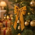 thumbnail image 4 of Hanging Ornament 12 Inch Vintage Bow with Gold Bells for Christmas Tree Door Wall Mantel Holiday Party Decor, 4 of 6