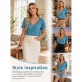 thumbnail image 6 of Cuteduck Women's Short Sleeve V-Neck T-Shirt – Ruched Detail, Loose Fit Solid Color Soft Summer Top – Casual Everyday Essential S-2X, 6 of 7