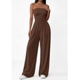 thumbnail image 6 of PRETTYGARDEN Womens Trendy Strapless Rompers Ruched Tube Top Wide Leg One Piece Jumpsuits Beach Vacation Summer Outfits, 6 of 7