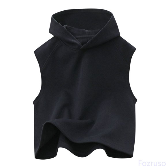 Fozruso Kids Tank Tops Undershirts Hoodie Sleeveless Shirts For Boys Girls Summer Tee Summer Tees,Sizes 3-4 Years Black