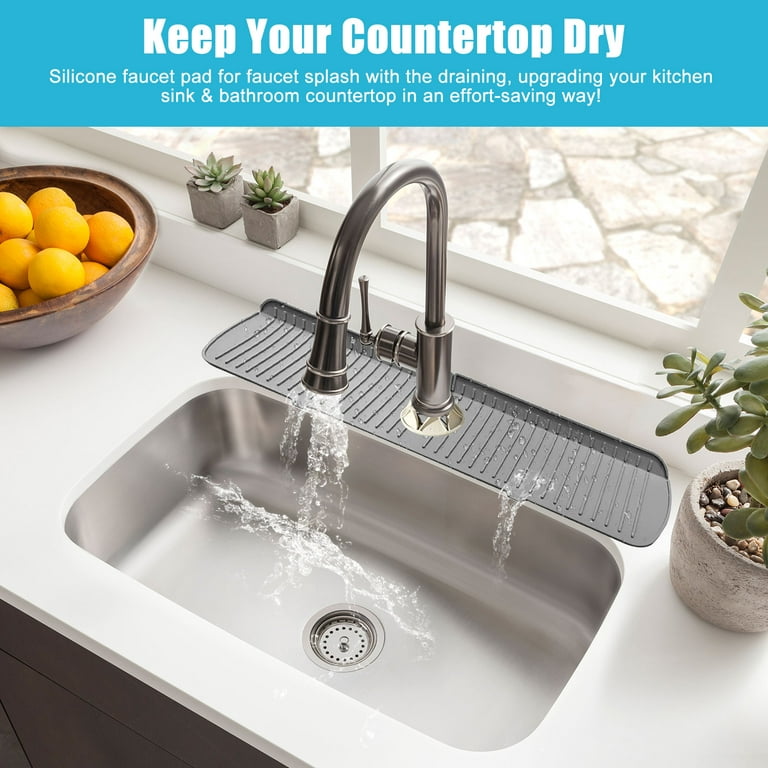 Kitchen Sink Splash Guard - Silicone Drip Catcher Tray, Dish Soap