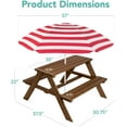 thumbnail image 3 of Wubio Kids Wooden Picnic Table, Outdoor Activity & Dining Table w/Adjustable Collapsible Umbrella, Built-in Seats - Walnut/Red, 3 of 16