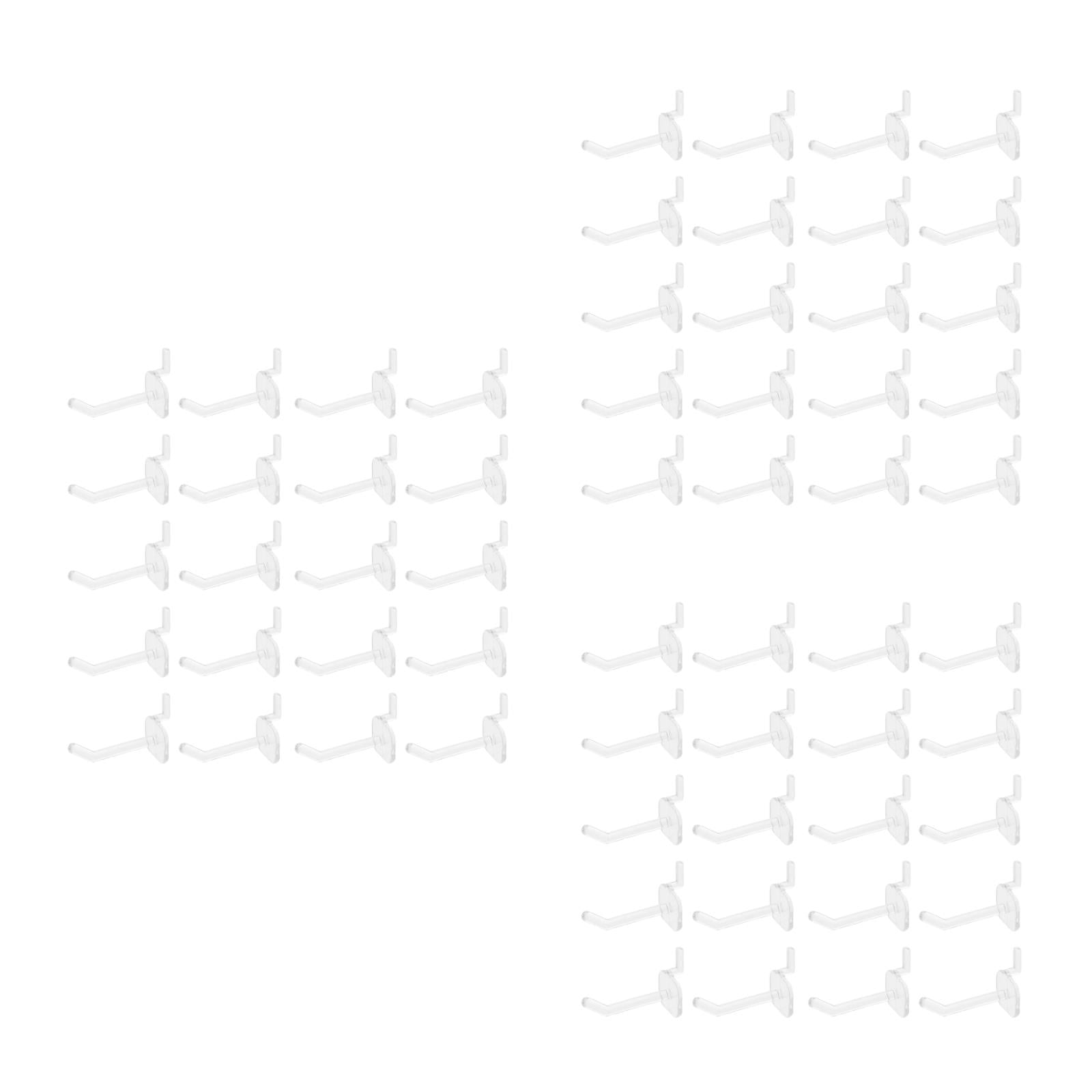 FRCOLOR 150 PCS  Clear Peg Board Hooks Effective Storage and Display Pegboard Hooks  Plastic Hooks for Garages Retail Spaces and Workshops