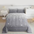 thumbnail image 2 of Feelyou Grey Mystic Galaxy Queen Comforter Set, Fashion Sequin Print Bedding Sets, Bling Cartoon Stars Reversible Bedding Comforter Set, Microfiber Bedroom Decor, 3pcs, 2 of 8