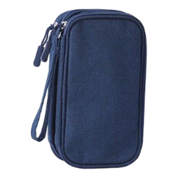 Naiovety Bolsa organizadora Estuche de transporte multifunción Bolsas para banco de energía Cable de datos Almacenamiento y organización del hogar Azul oscuro