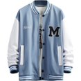 thumbnail image 1 of GHSDFBB Baseball Jackets Letter Print Men's Streetwear Tops Patchwork Style, 1 of 6