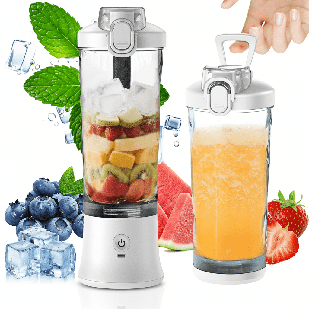 ORFELD Personal Portable Blender, Small Kitchen Appliances Blender Cup for Shakes and Smoothies Rechargeable Shaker Bottle, 20oz,White