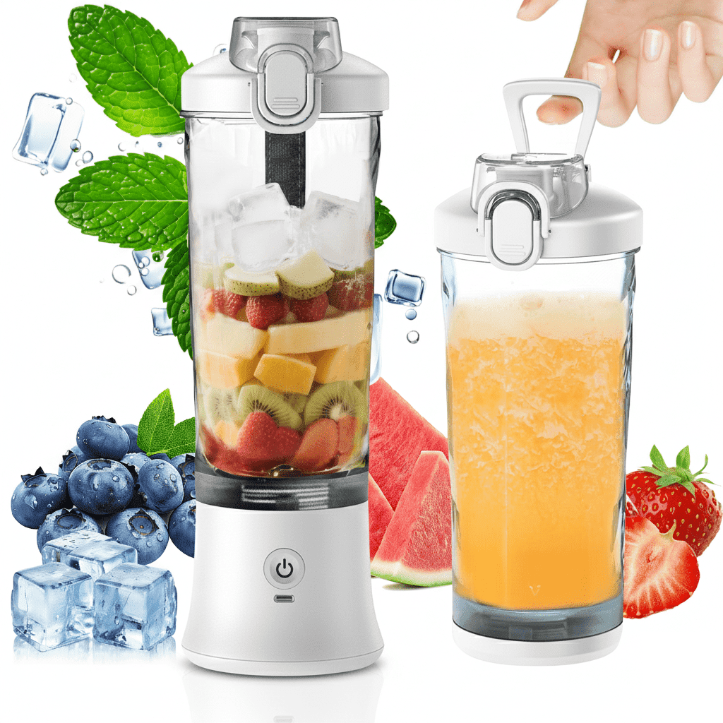 ORFELD Personal Portable Blender, Small Kitchen Appliances Blender Cup for Shakes and Smoothies Rechargeable Shaker Bottle, 20oz，White