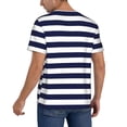 thumbnail image 2 of Fotbe Navy Blue And White Stripes Baseball Jersey Shirt for Men and Women, Casual Short Sleeves Button Down T-Shirt-Small, 2 of 9