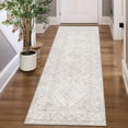 thumbnail image 2 of Garvee 2'x6' Modern Geometric Runner Rug Washable Distressed Accent Carpet, Non Slip Rug Ultra-Soft Contemporary Indoor Floor Mat for Hallway Bedroom Kitchen, White, 2 of 8