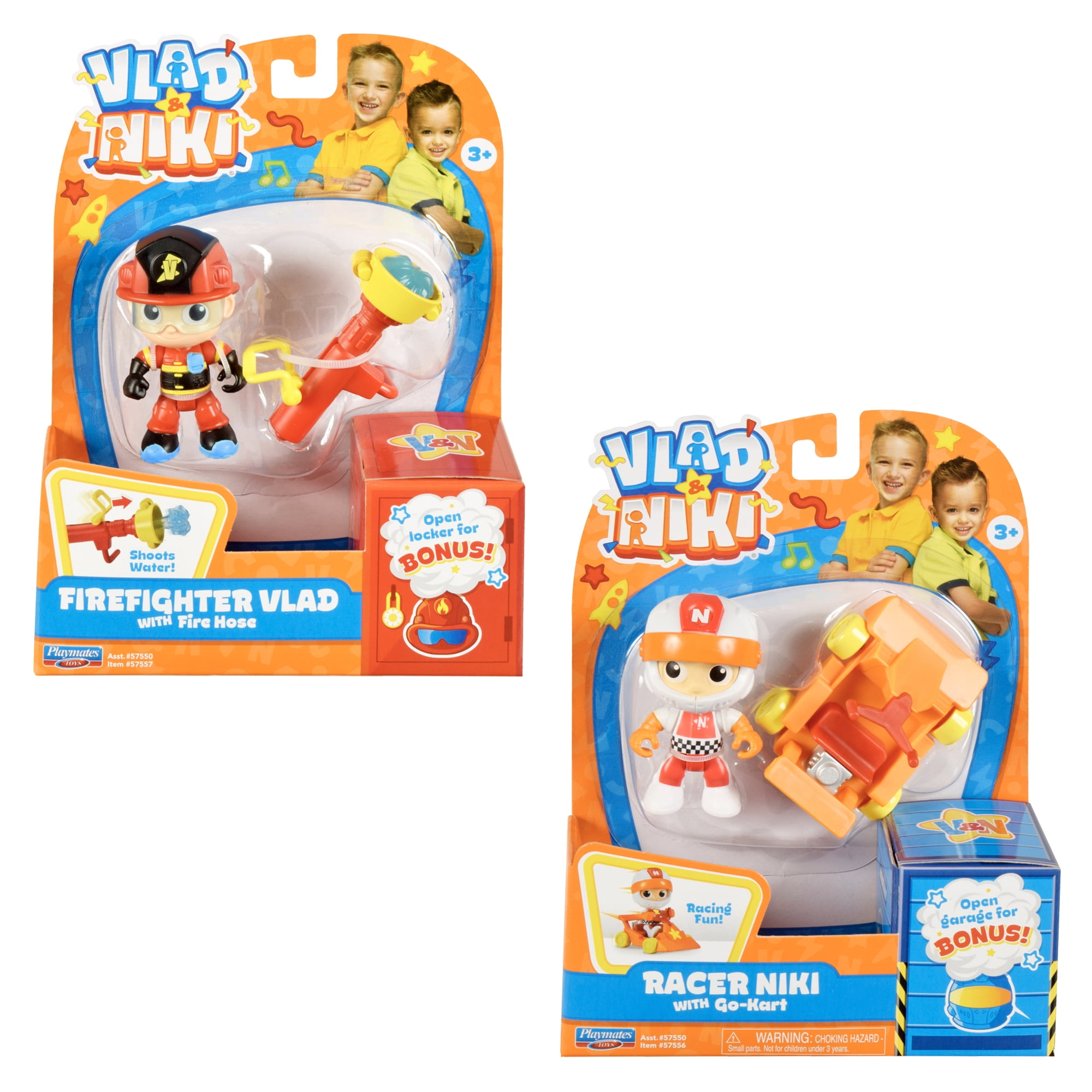 Vlad & Niki 3” Firefighter Vlad and Racer Niki 2-Figure Bundle with Accessories and Surprise Bonuses