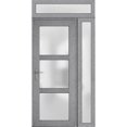 thumbnail image 2 of Front Exterior Prehung FiberGlass Door Frosted Glass / Manux 8552 Grey Ash / Side Exterior Window / -W36+16" x H80"-Left-hand Inswing, 2 of 5