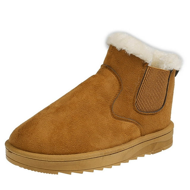 Zapatos para mujer, botas de nieve gruesas y cálidas de felpa de color liso, a la moda, informales, para correr, botas vaqueras