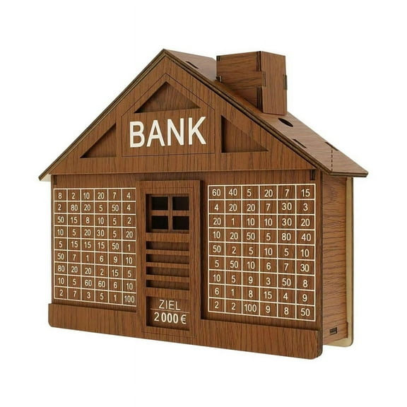 Wooden Piggy Bank for Adult Kids, Money Box with Counter, Saving Tin, Reusable