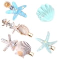 thumbnail image 2 of 5pcs Seashell Starfish Hair Clips Princess Enamel Headwear Shell Pearl Rhinestone Mermaid Hairpins Wedding Beach Hair Accessories for Women Summer Styling Decor, 5 Styles, 2 of 9