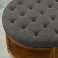 thumbnail image 5 of CQSXDA Large Round Upholstered Tufted Linen Wood Shelf Storage Coffee Table, For Living Room, Charcoal, 5 of 7