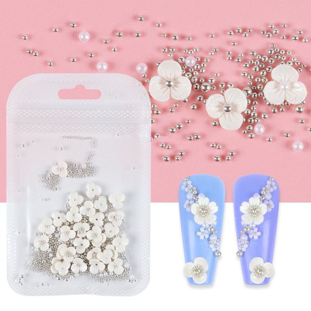 4,5g flor acrílica decoración de uñas tamaño mixto diamantes de imitación blancos plata gema herramienta de manicura accesorios para diseño de uñas DIY Tan Jianjun unisex