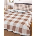 thumbnail image 3 of Quilts Twin Size, Brown Checkered Soft Comforter Bedding Set for Bed, Farmhouse Buffalo Plaid Lightweight Quilted Bedspread with Pillow Cover(2 Pieces) for All Season, 68x86 Inch, 3 of 6