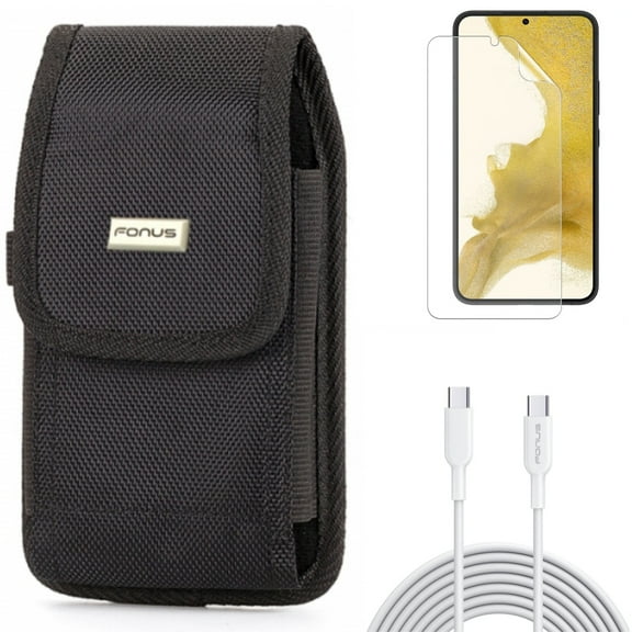 For Samsung Galaxy S21 (6.2") - Power PD Fast Charger Cord 6ft Long Type-C Cable   Anti-Glare TPU Film Matte Screen Protector   Holster Swivel Case Belt Clip