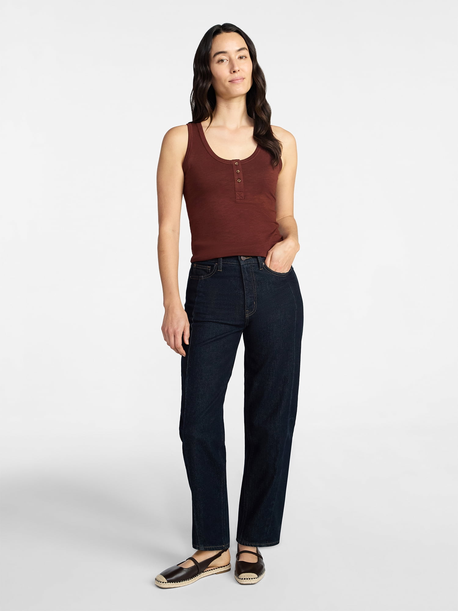 Time and Tru Women’s Slub Henley Tank Top, sizes XS-XXXL